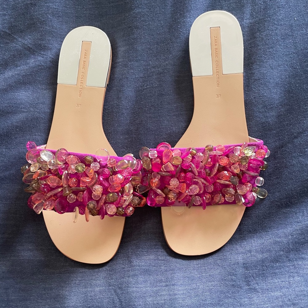 Zara pink jeweled sandal size 7